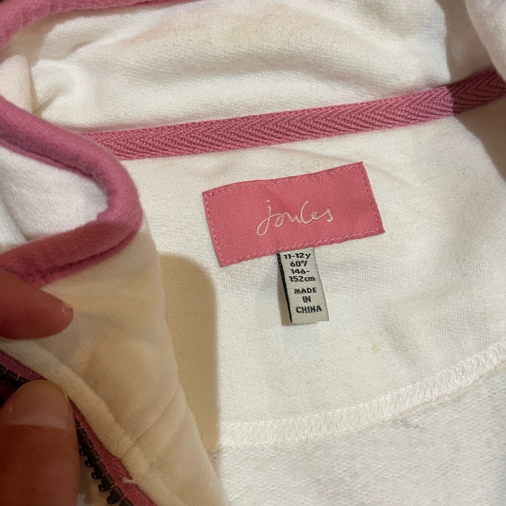 Joules Girls Fairdale Cream Multi Stripe Quarter Zip - Picture 3 of 6
